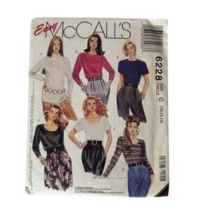 Vtg Semi Fitted Pullover Tops Long or Short Sleeve Zipper Back Pattern 10,12,14